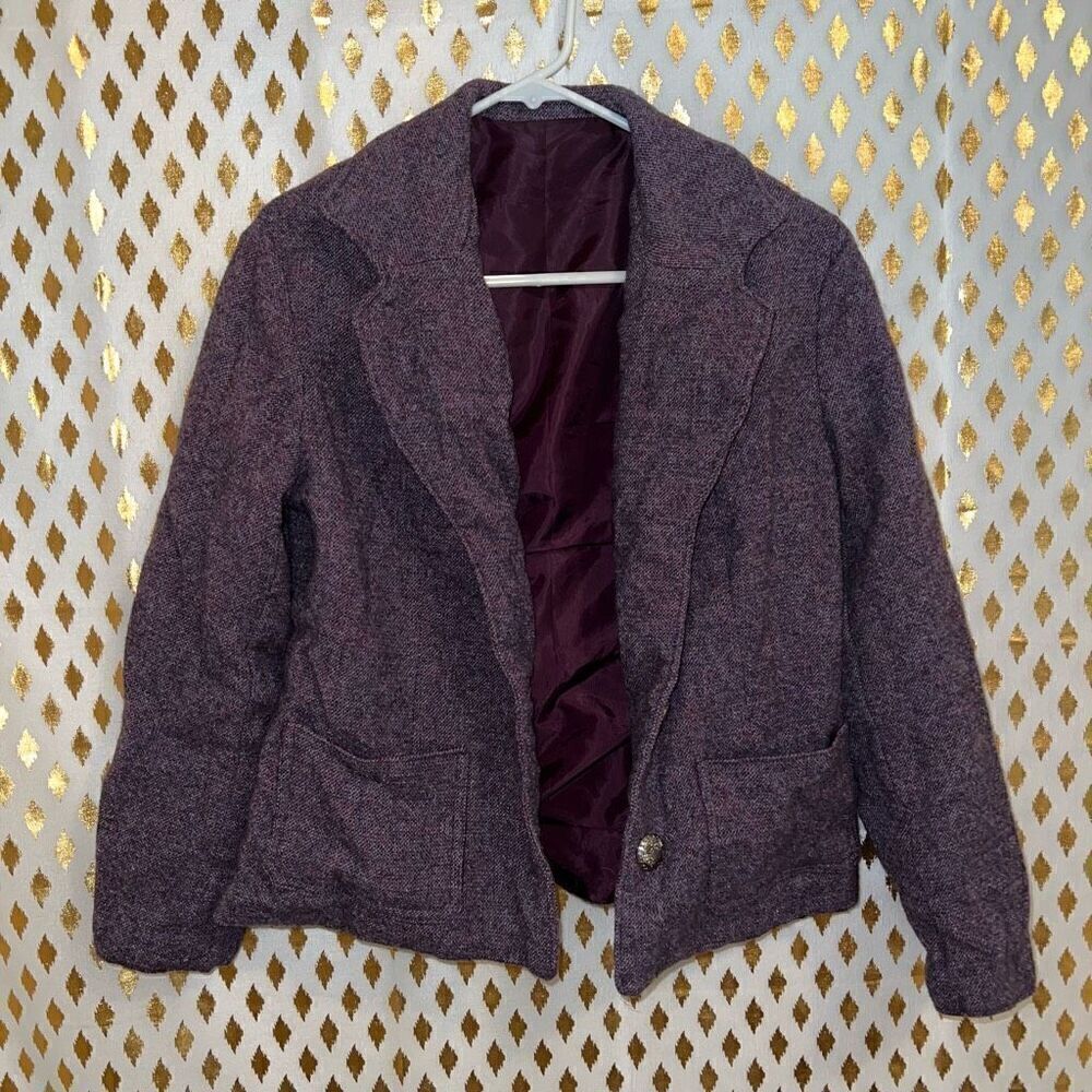 Wool coat purple red blend blazer jacket size S